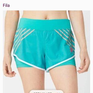 Fila Woman's Christopher Bevans Green Park Stretch Woven Shorts Sz Lr